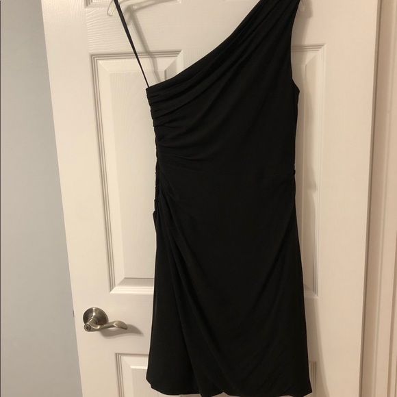 ✨NEW✨ Ann Taylor Black Silk One Shoulder Dress Sz8 - Picture 8 of 8